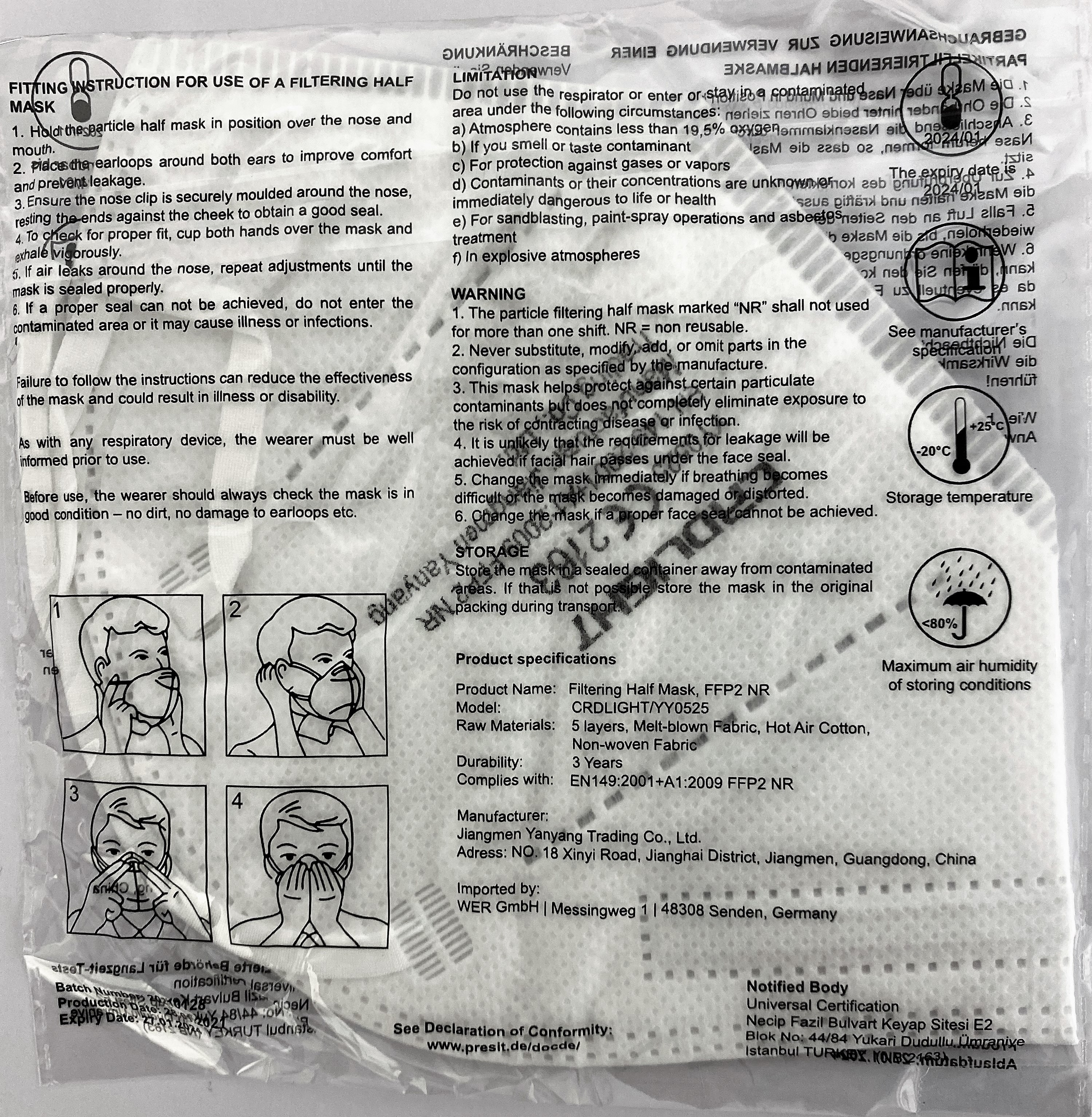 HZA Mundschutz FFP2-Maske CE2163